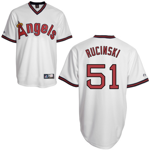 Drew Rucinski #51 MLB Jersey-Los Angeles Angels of Anaheim Men's Authentic Cooperstown White Baseball Jersey